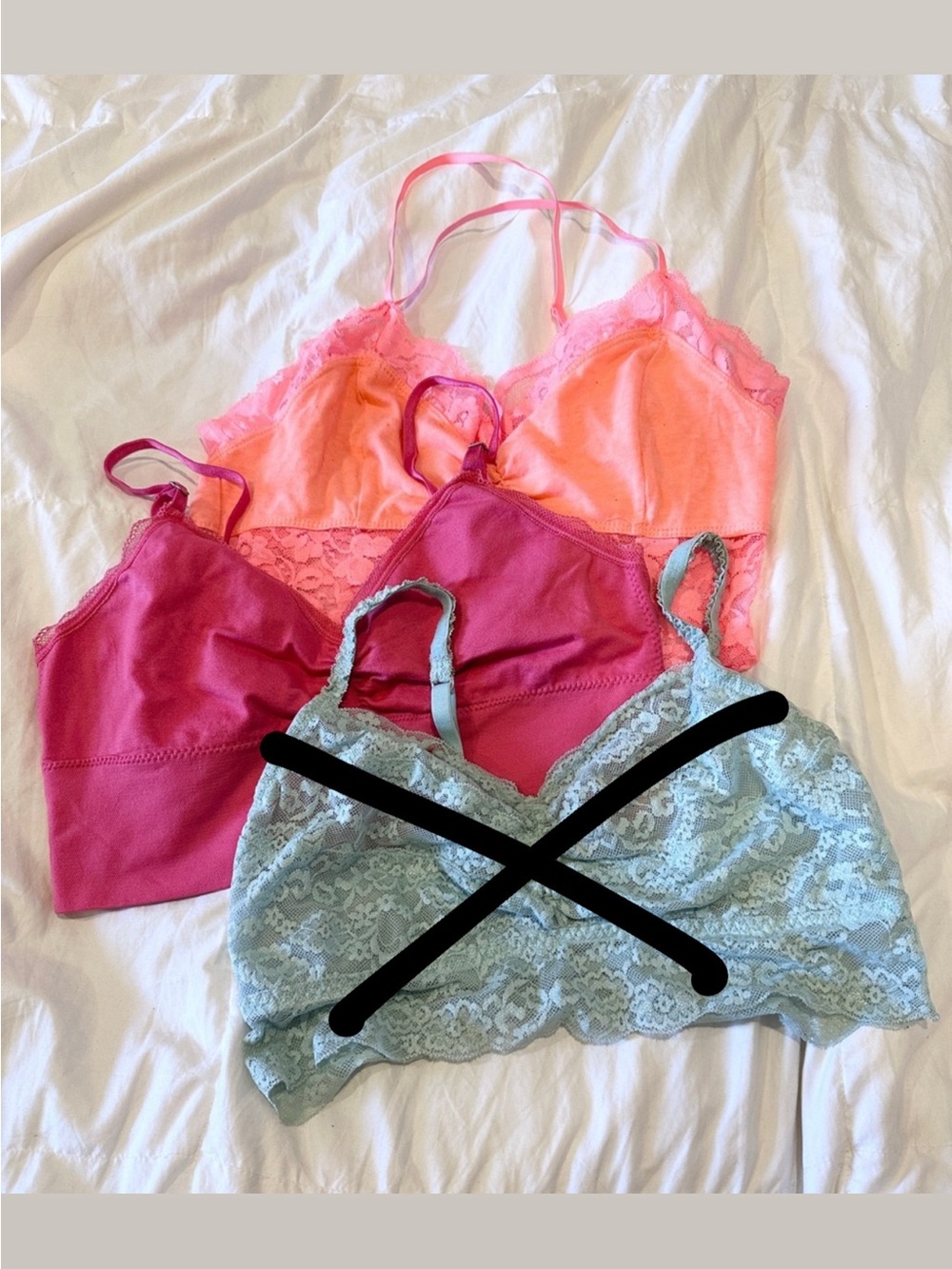 Women’s Lace Bralette Pack - Pink and Coral